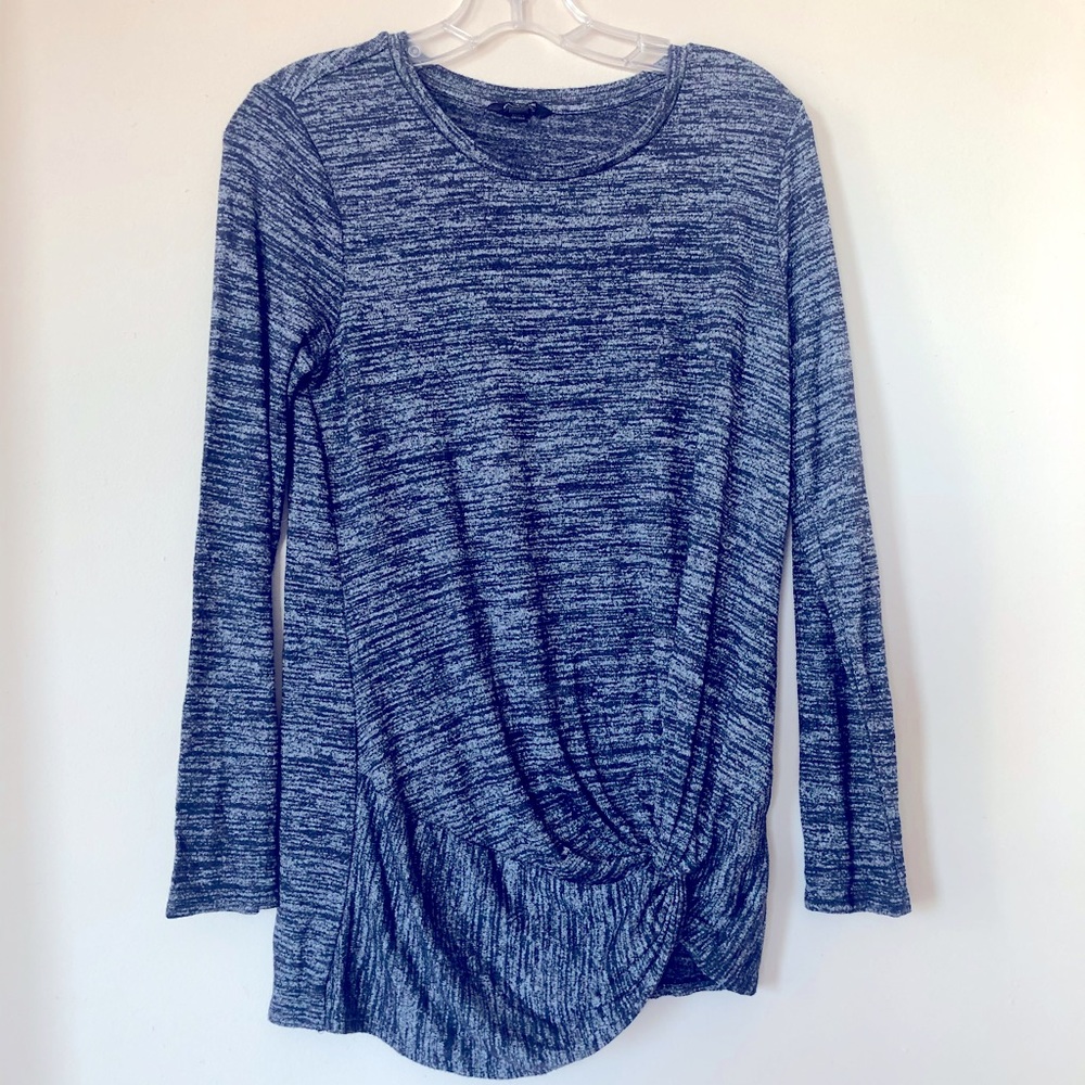 Navy Mottled Knit Top